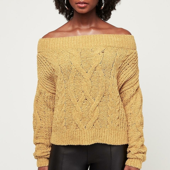 Express Yellow Chenille Knit Off 